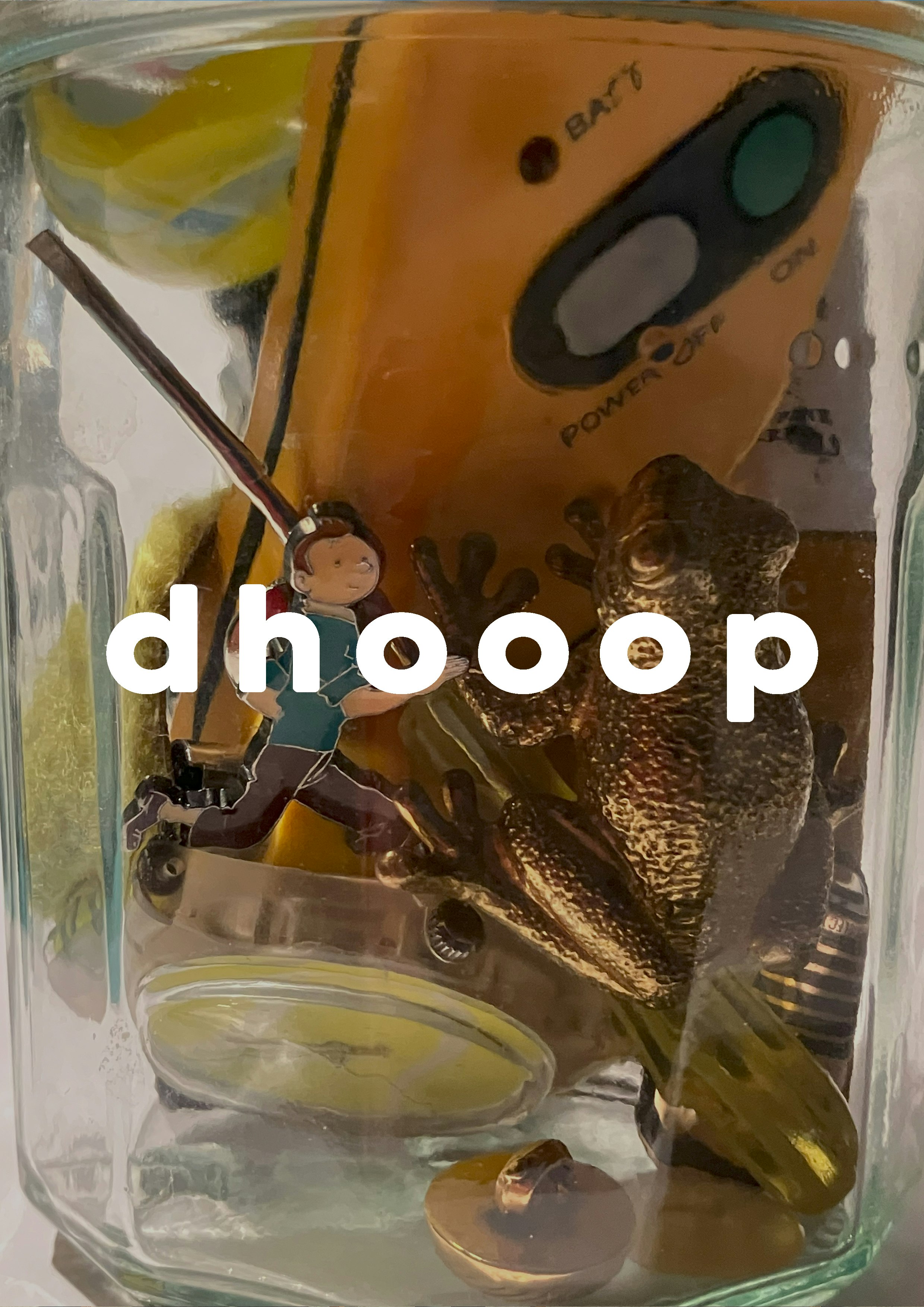 example: tintin, frog, swatch watch, tool, sony walkman, screwdriver in a jar