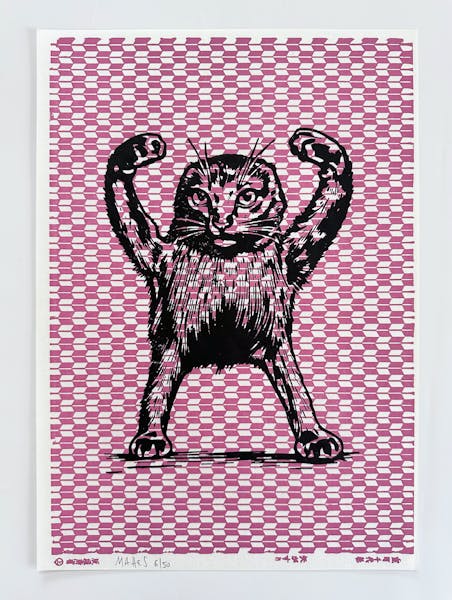 Chiyogami Cursed Cat print
