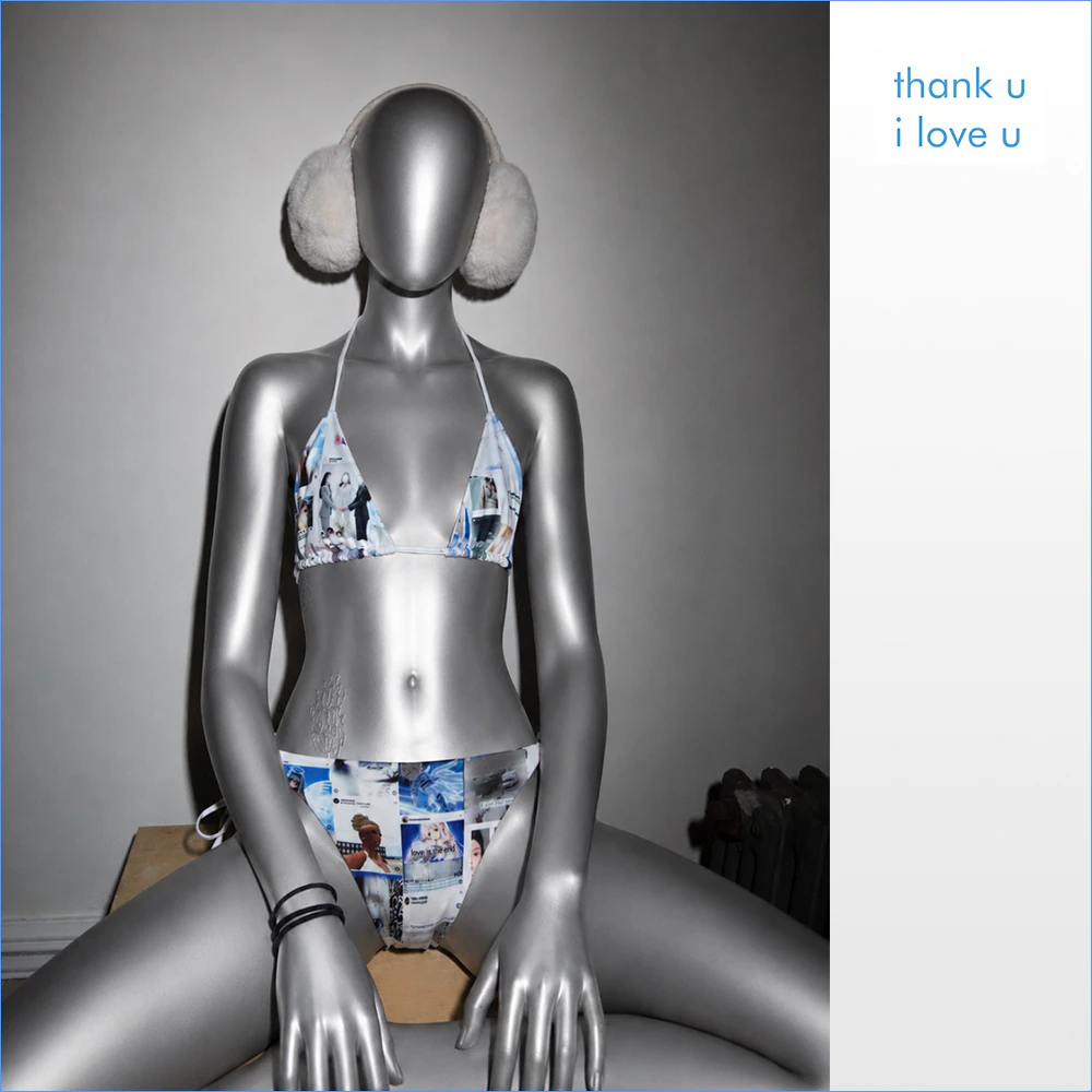 L00bi as a metallic mannequin wearing a perfect bikini - photography by Sam Jordan