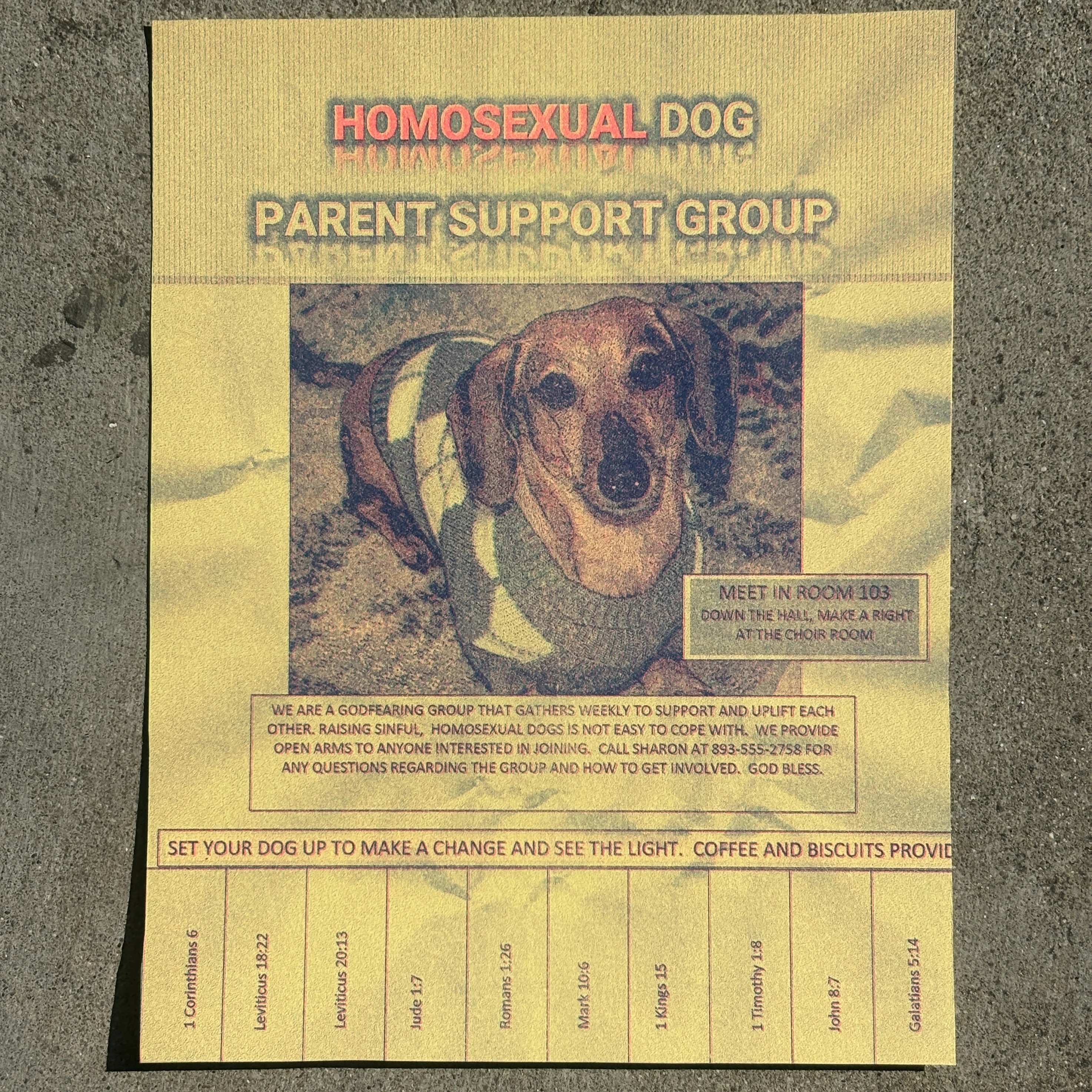 God Save This Dog print on yellow paper