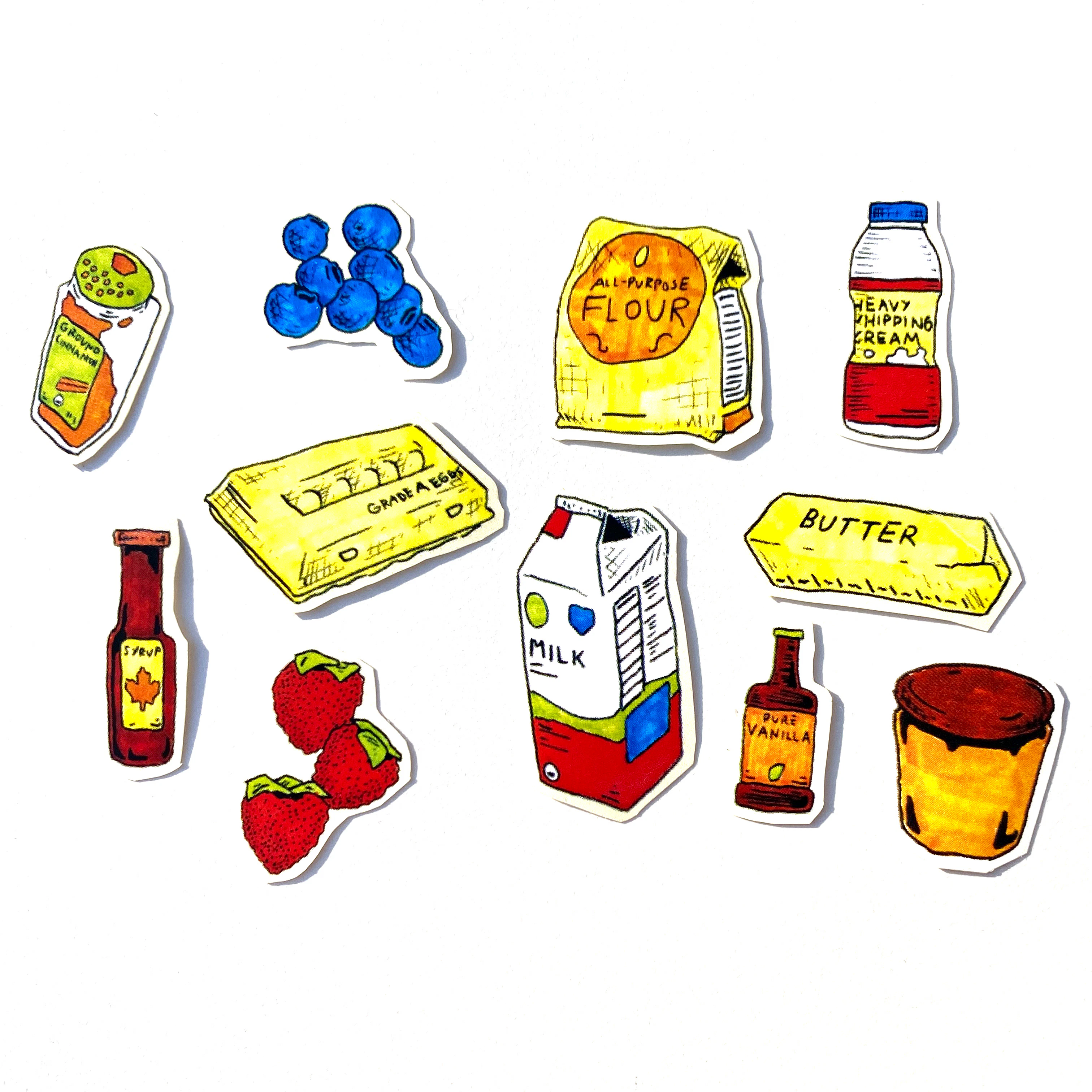 The stickers as they appear in real life.