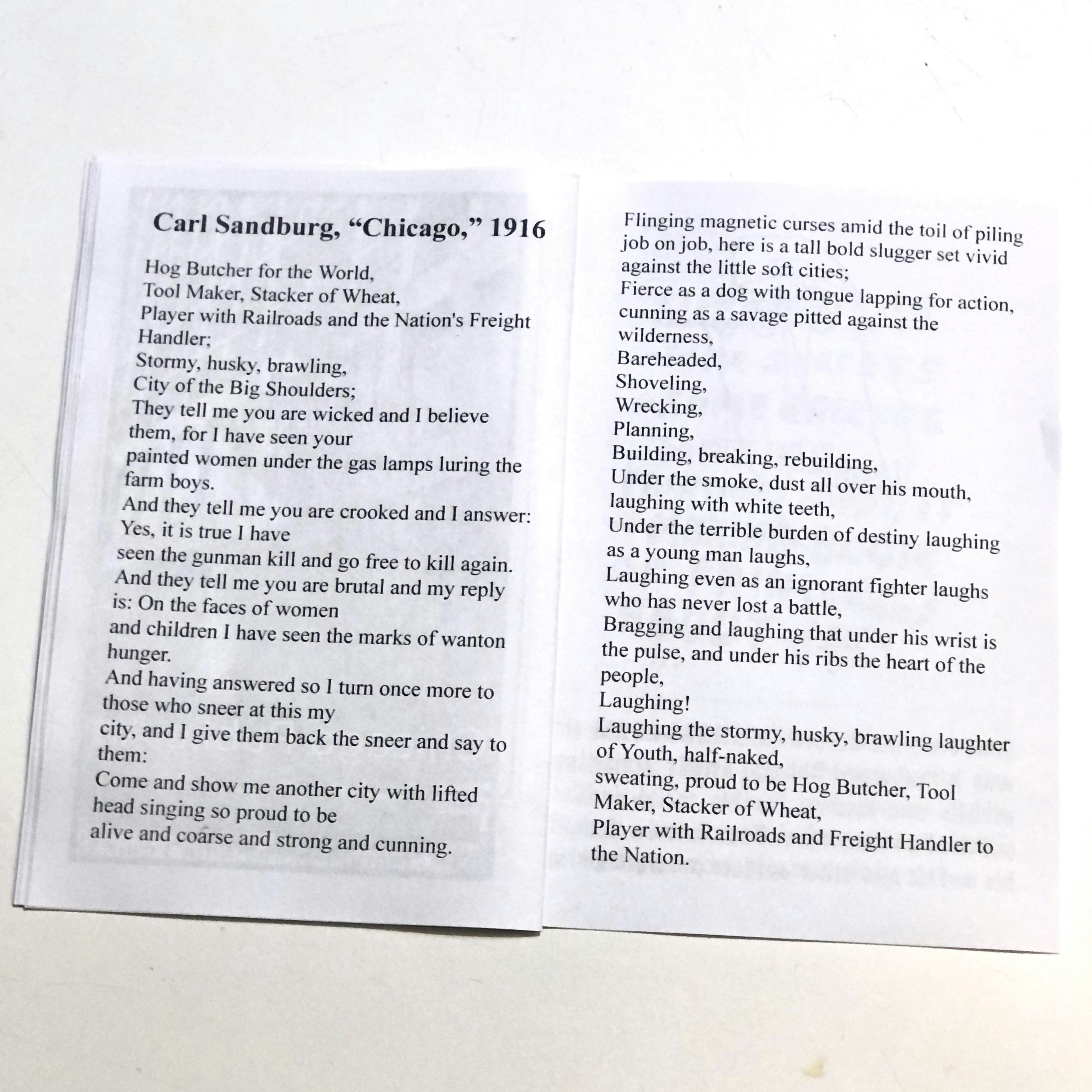 Chicago poet Carl Sandburg's poem