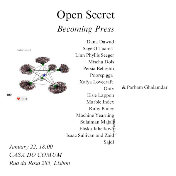 RSVP: Becoming Press x Open Secret @ Casa do Comum, Lisbon