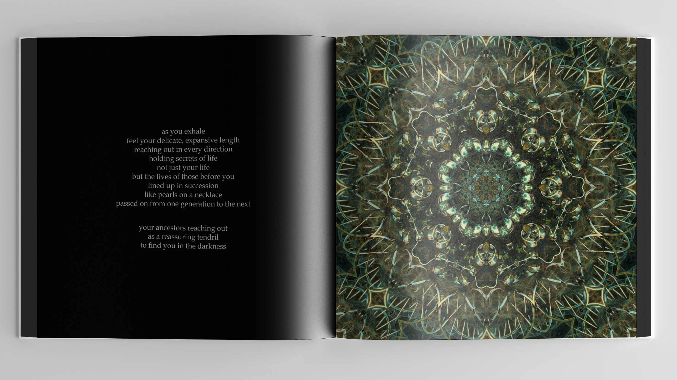 spread from "A Guided Sublimation (Portals)" artist book by Laura Splan