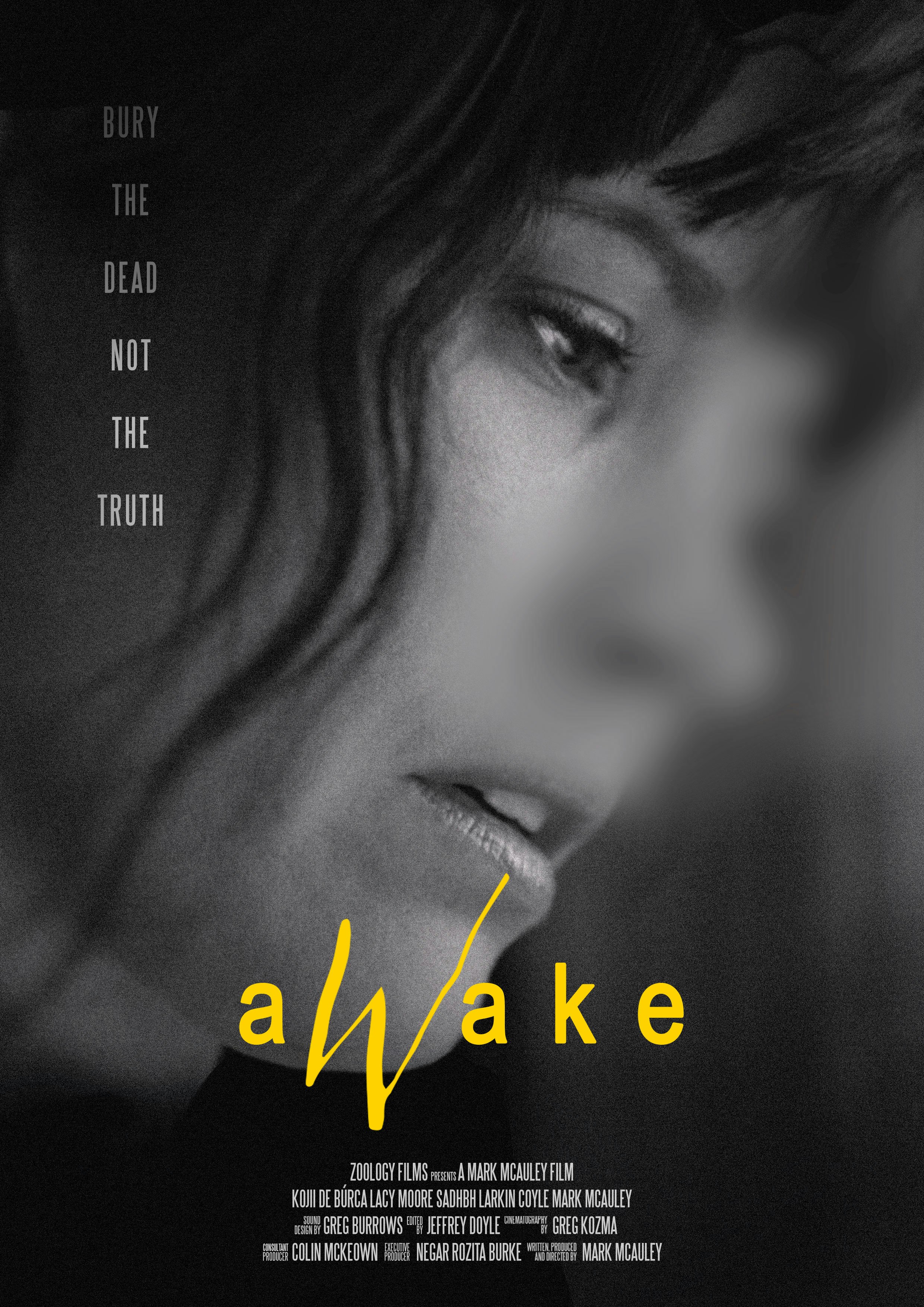 Official poster for the feature film, "aWake". Image is our main character, Anna.