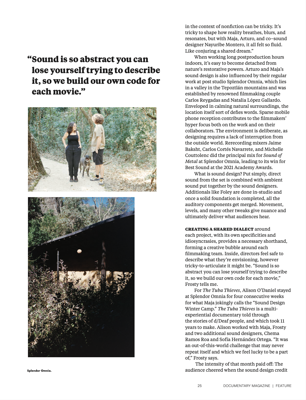 Excerpt from "Sonic Wonderland," a profile of sound designers María Alejandra Rojas and Arturo Salazar