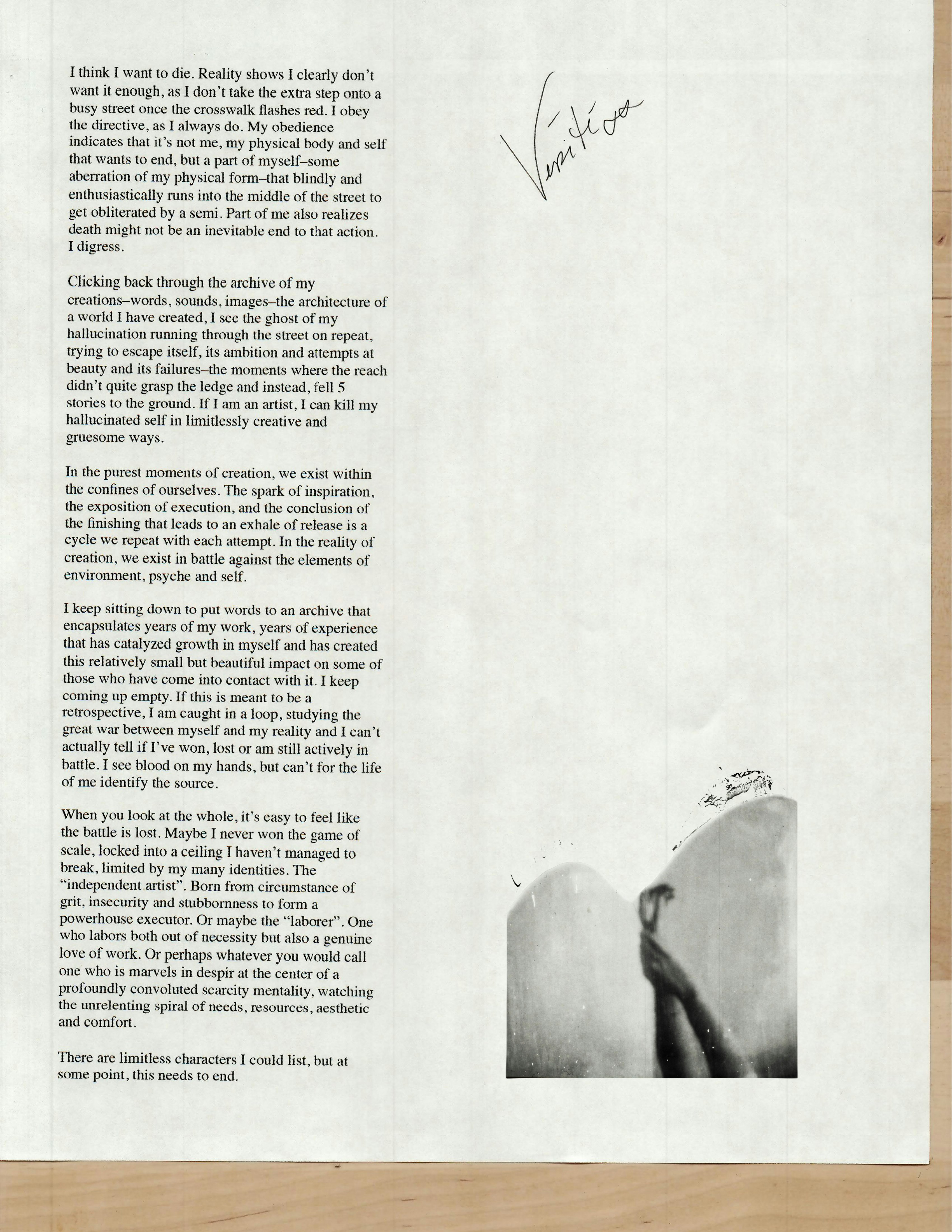 A page from the essay scanned from my kitchen table.