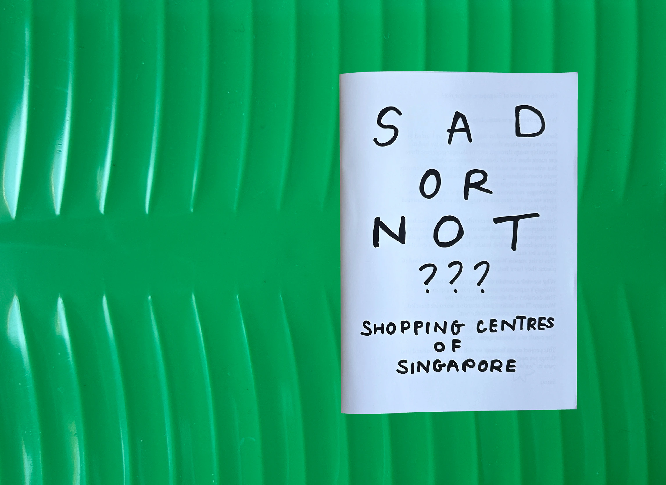 cover of sad or not zine on a fake banana leaf