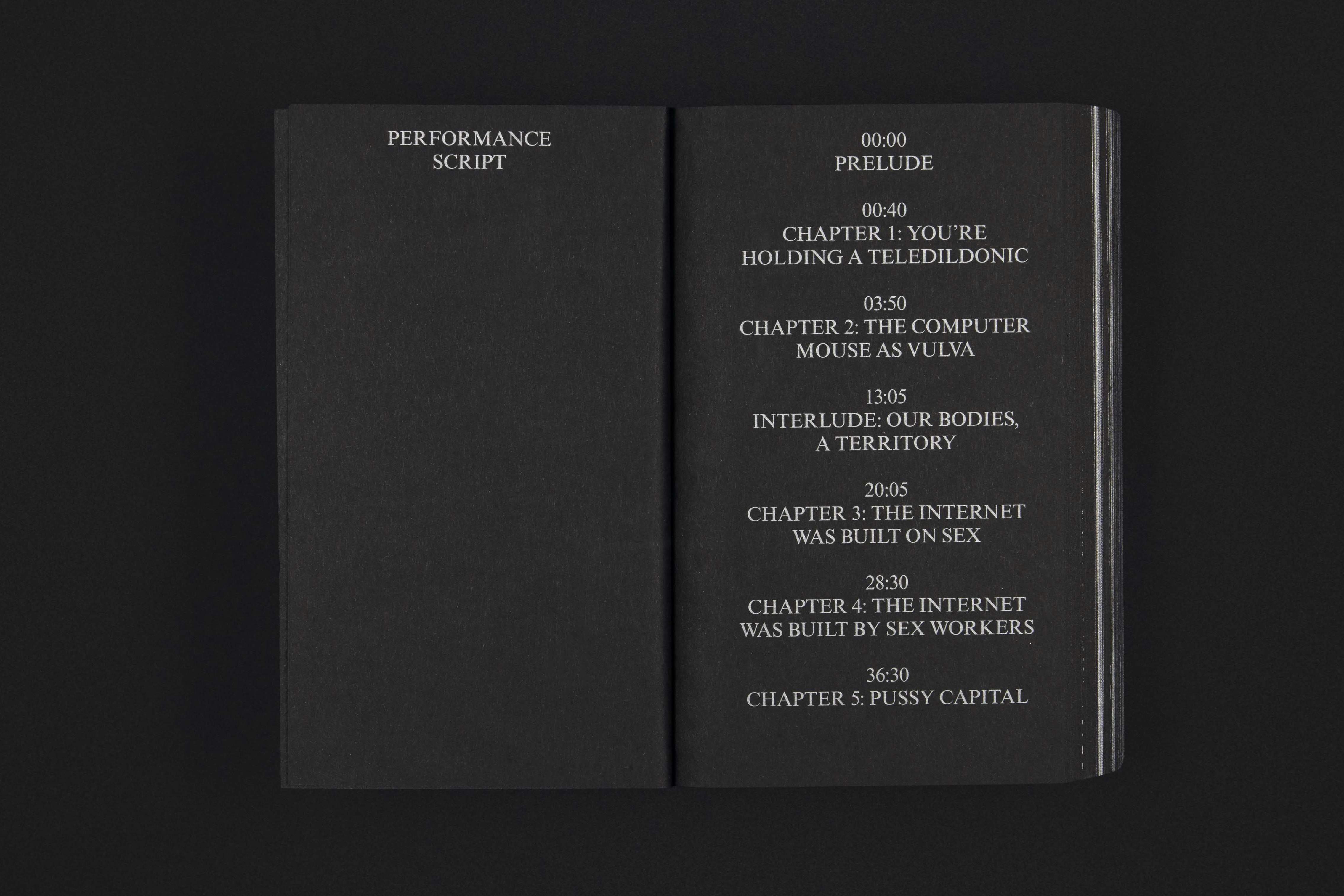 Performance Script, Table of Contents