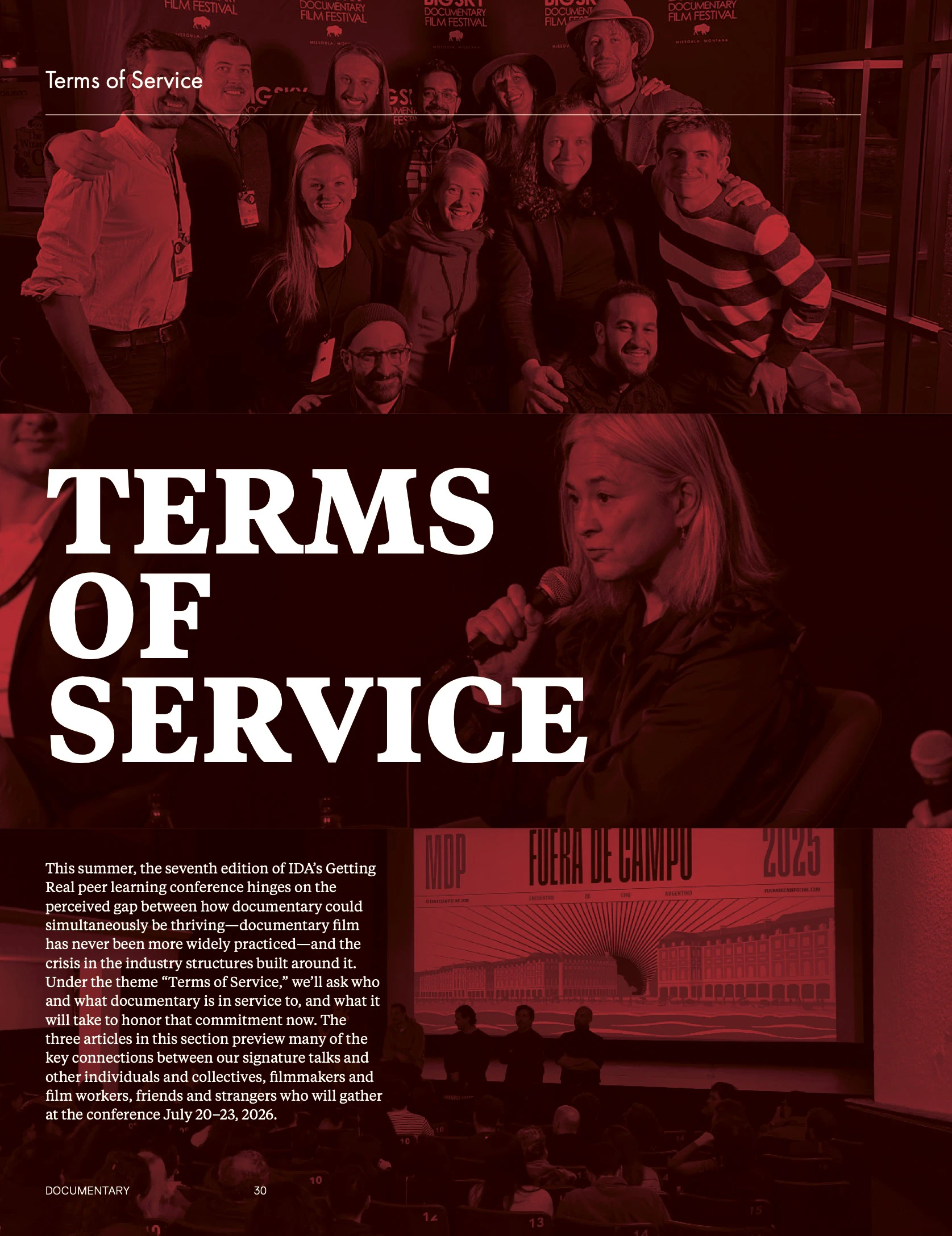Title page for the thematic section, “Terms of Service“