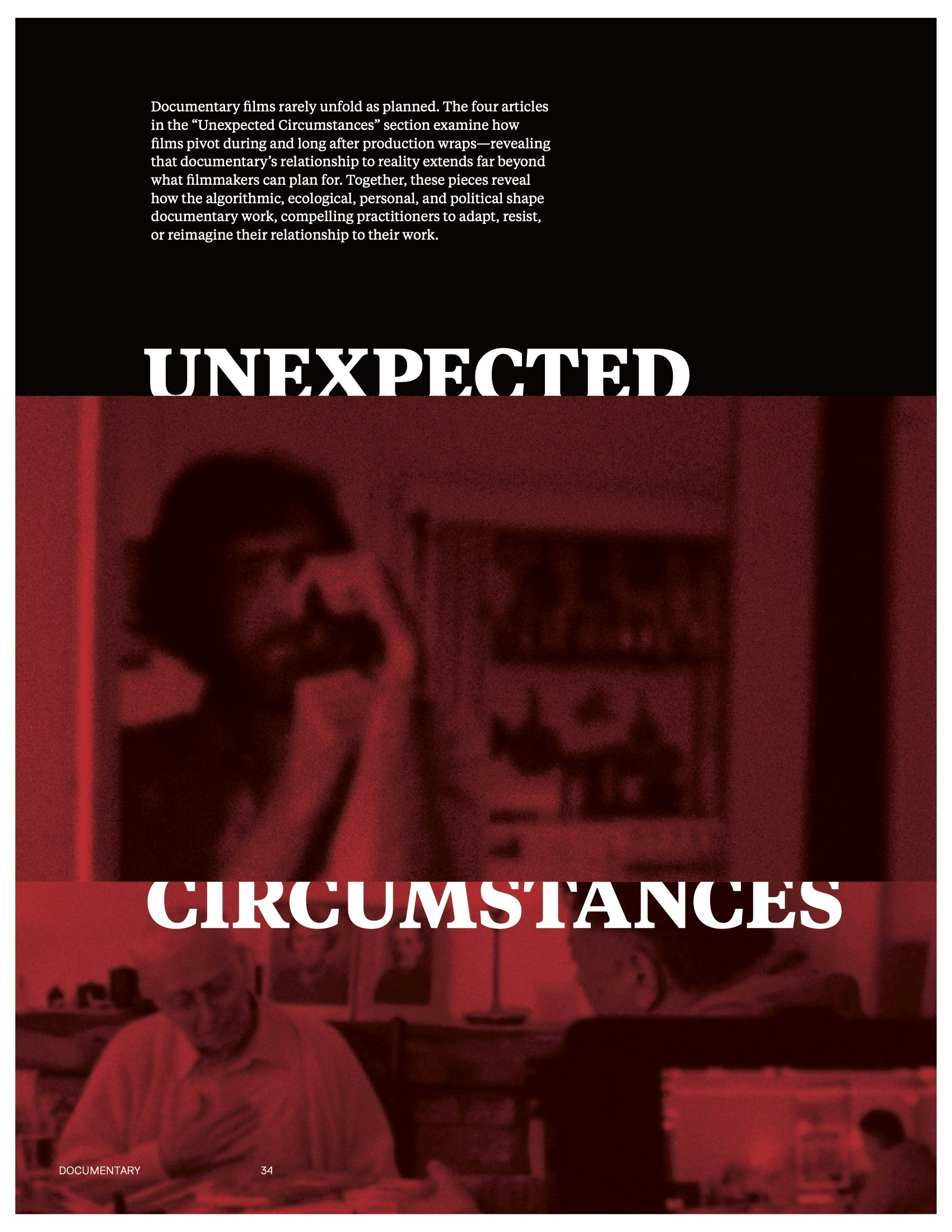Title page for the thematic section, “Unexpected Circumstances“