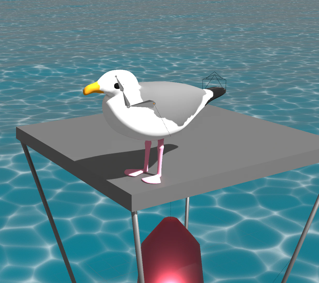 Posed seagull rig, with armature displayed