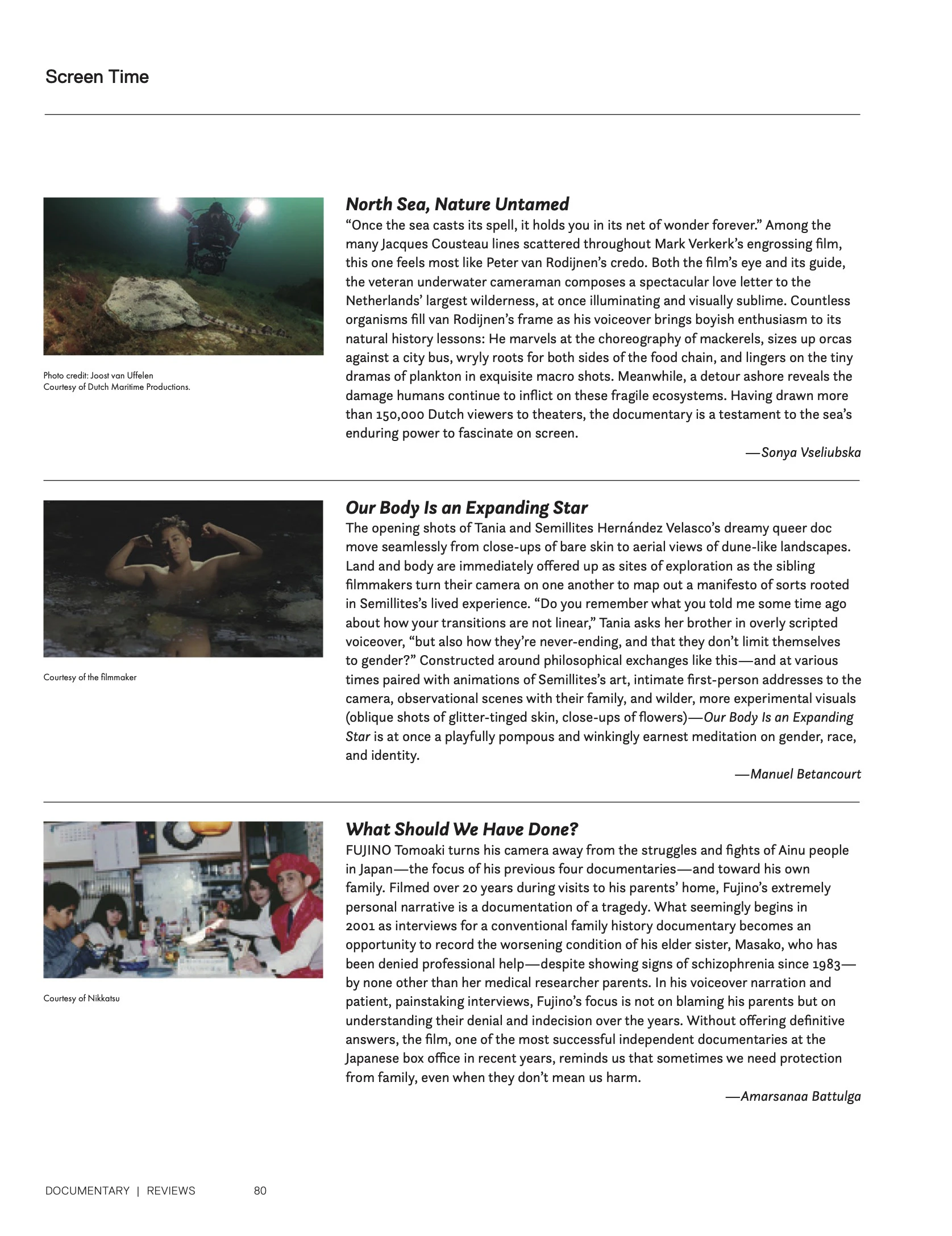 Three reviews from Screen Time