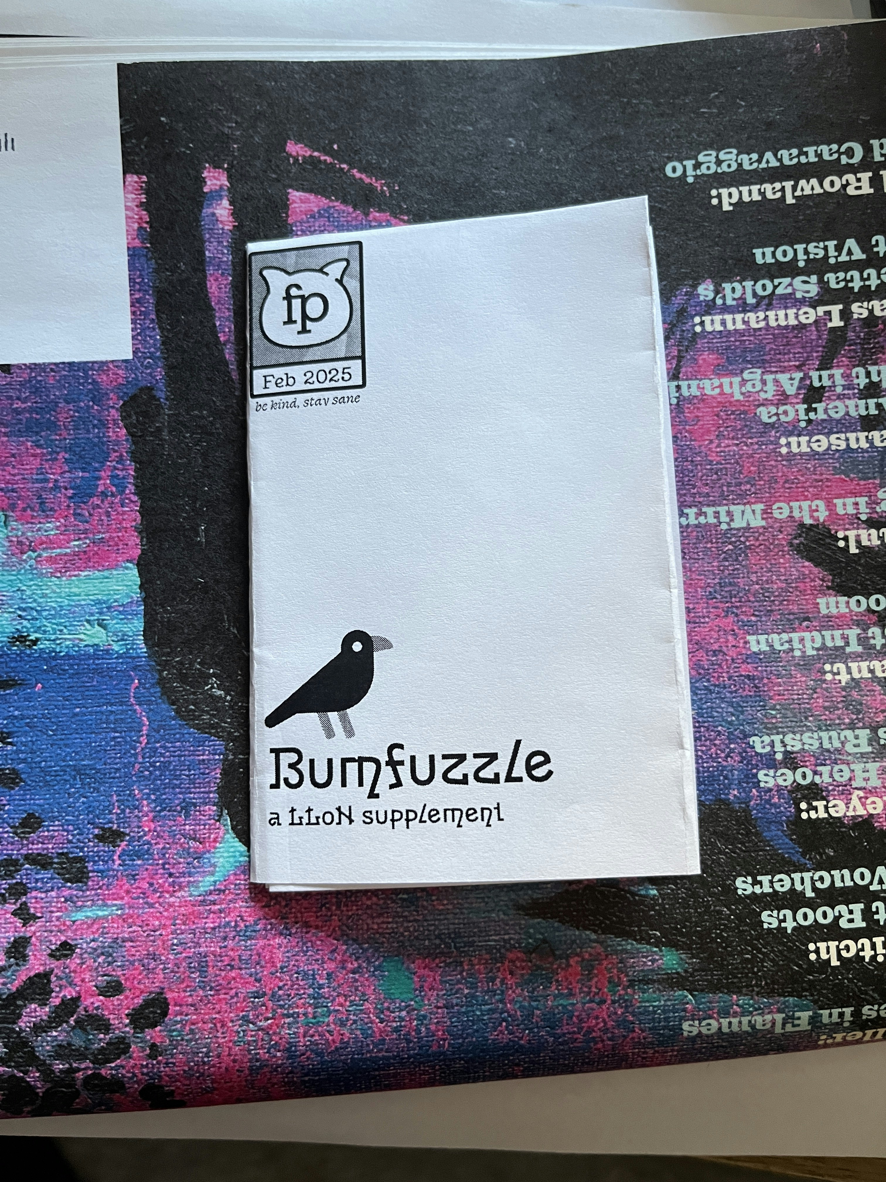 Mini-zine, Bumfuzzle, that comes with LLoN