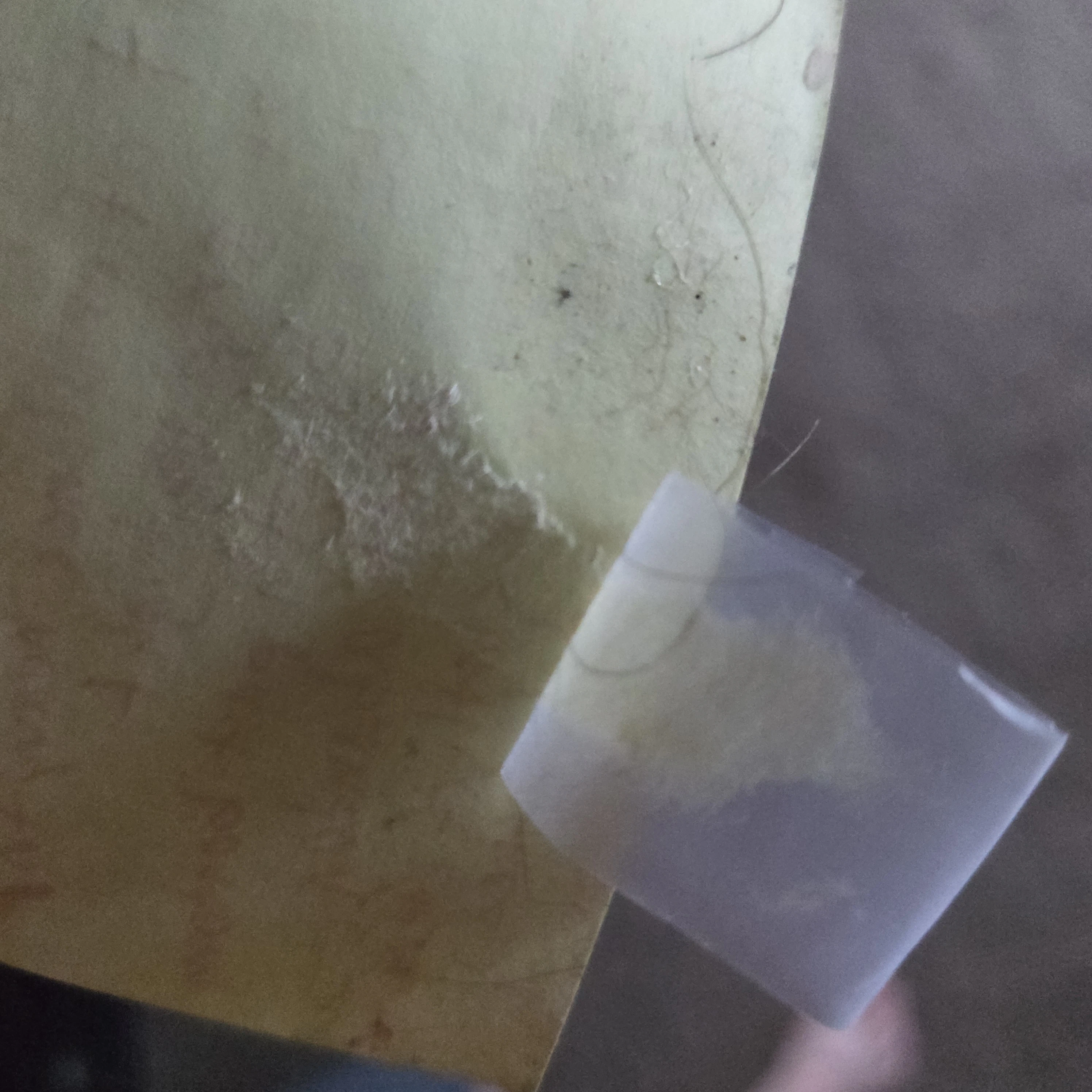 Danger, tape peeling off layer of the one of one poem. If it gets torn there's nothing that can be done. A priceless artifact has been defaced. 
