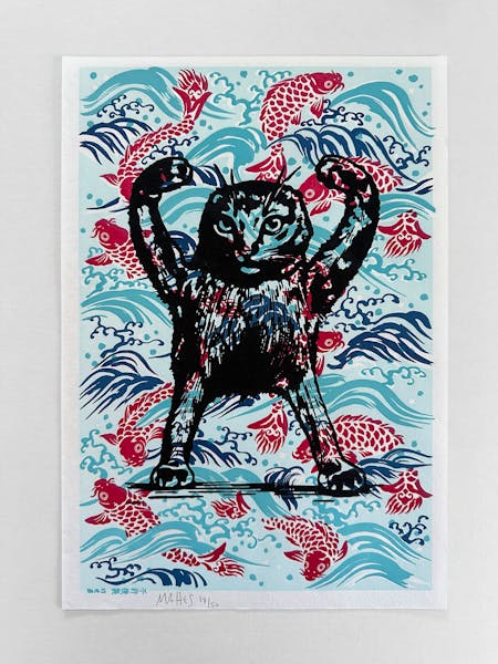 Chiyogami Cursed Cat print