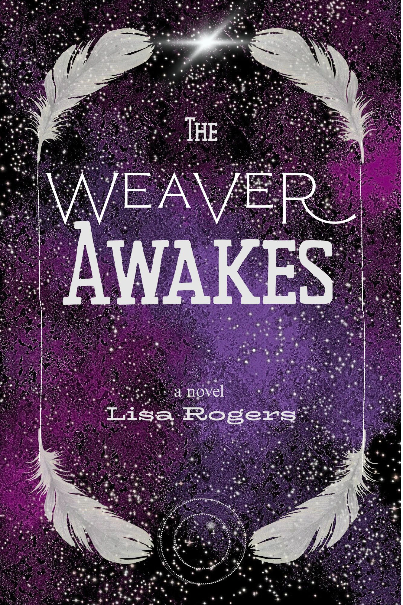 Cover image by Fallon Clark. A starry purple night sky squared by four feathers and a camera lens peeking out from below.