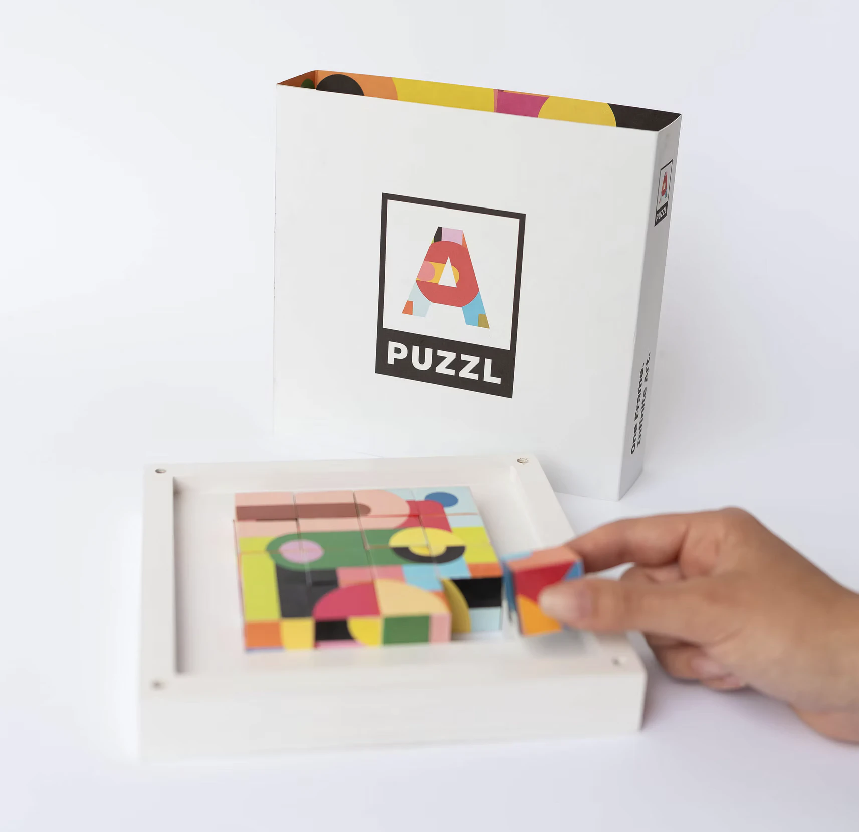Step 3: Rearrange the sixteen wood blocks to make the puzzle solution of choice.