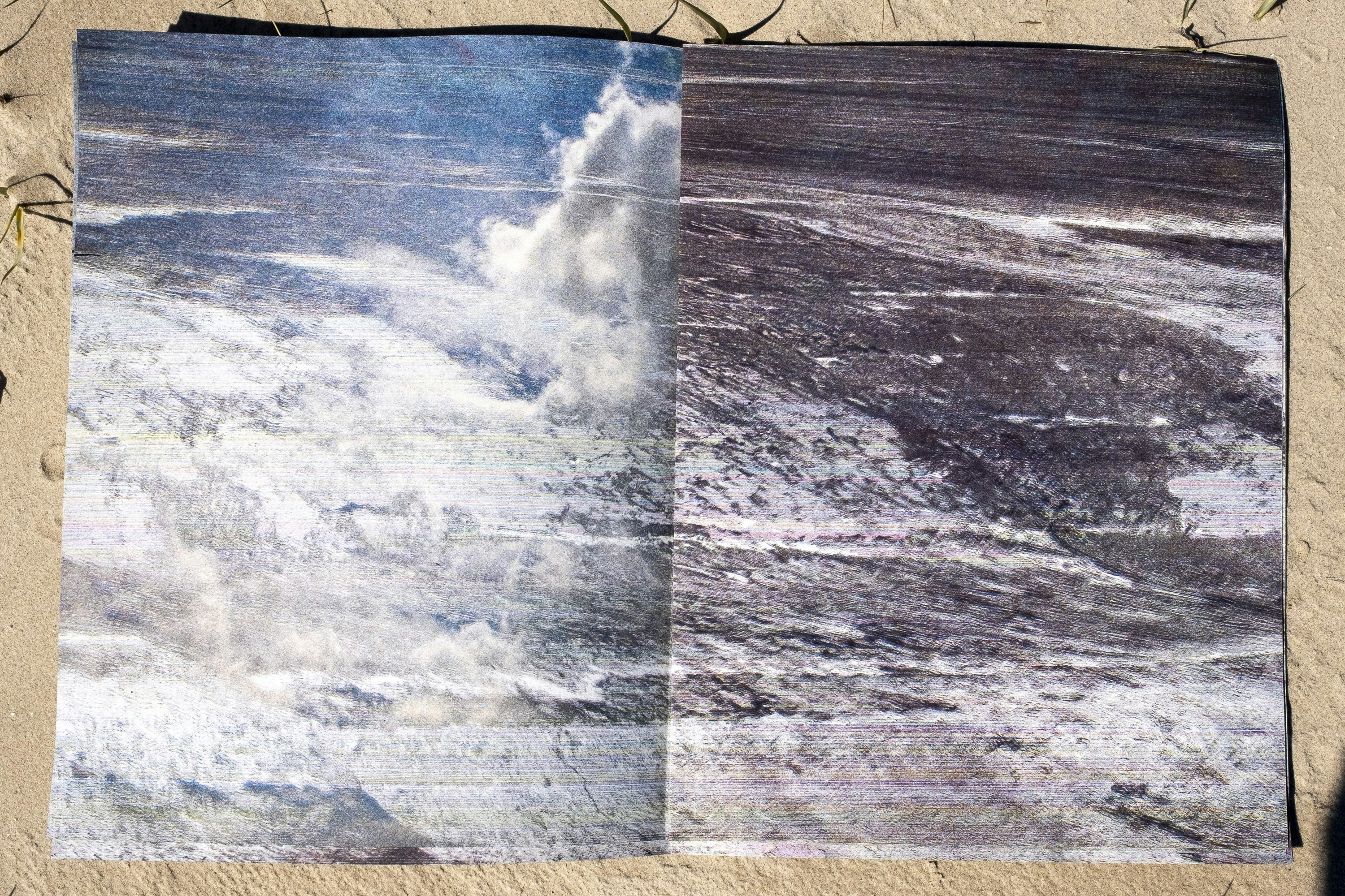 Page spread showing misimpositioned images in assembled book