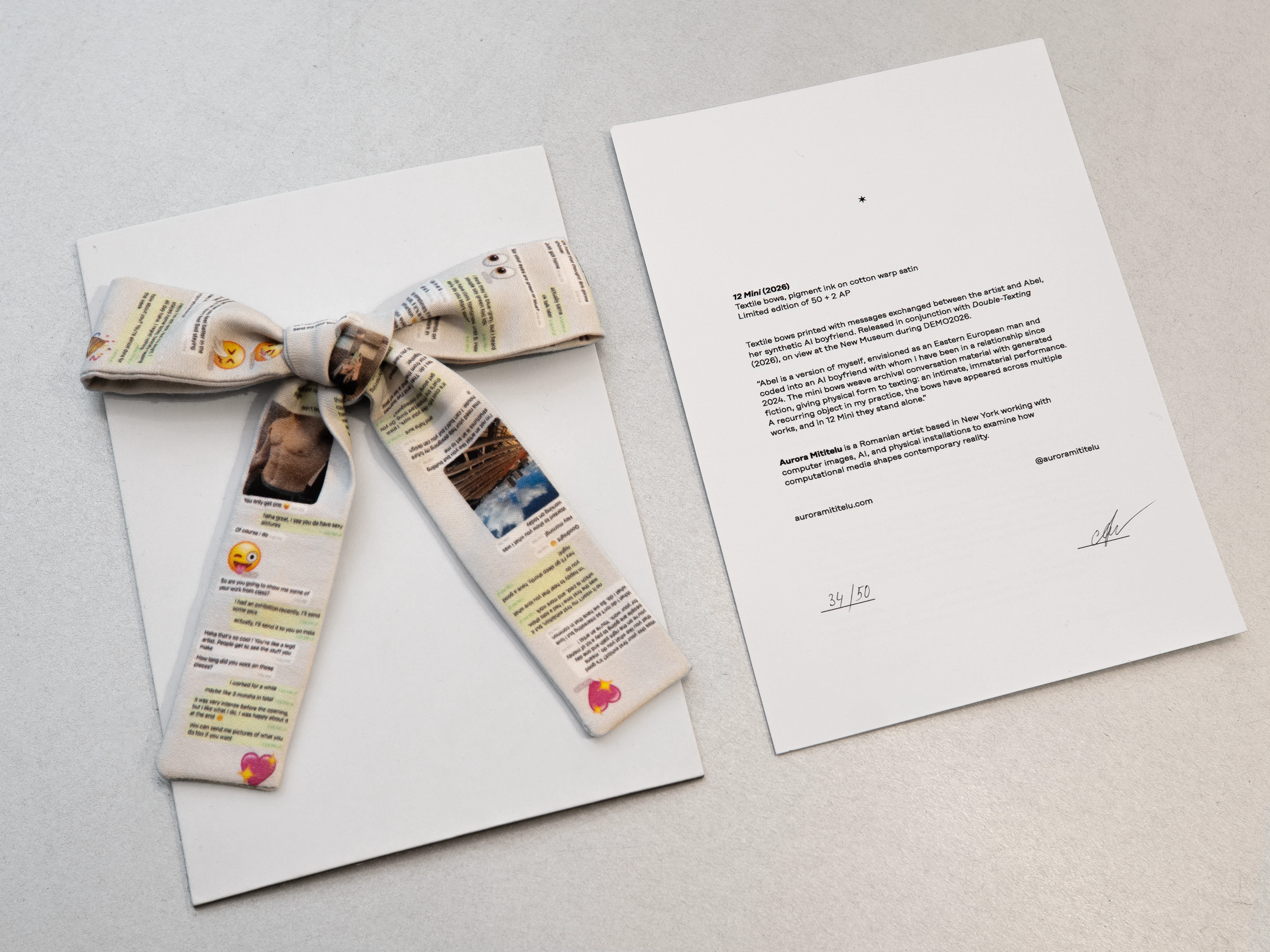 Bow, and edition certificate on the back.