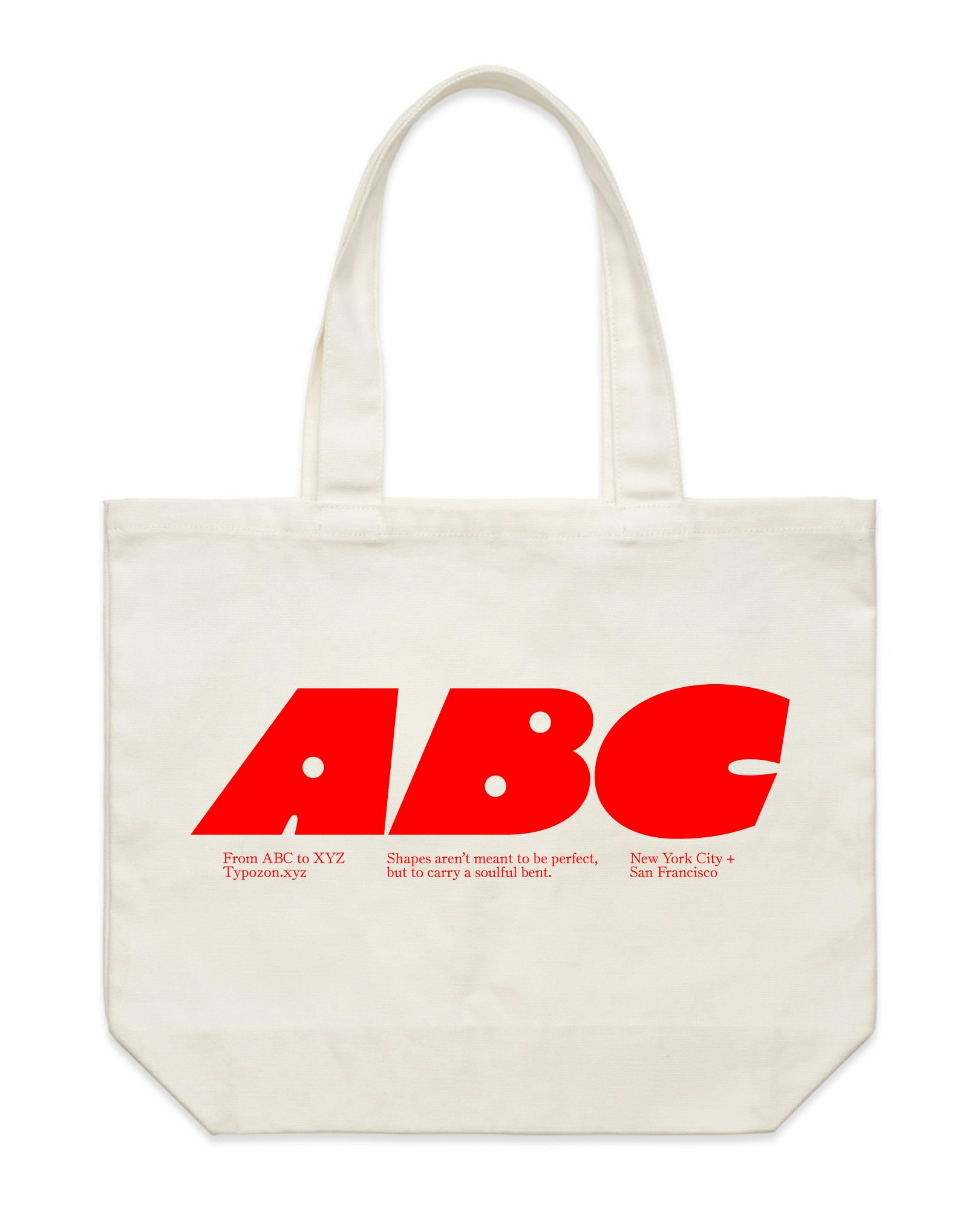 ABC tote bag (Natural & Red) Front