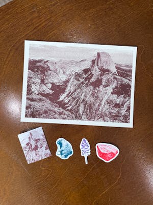 Half Dome Riso Postcard + Sticker Pack