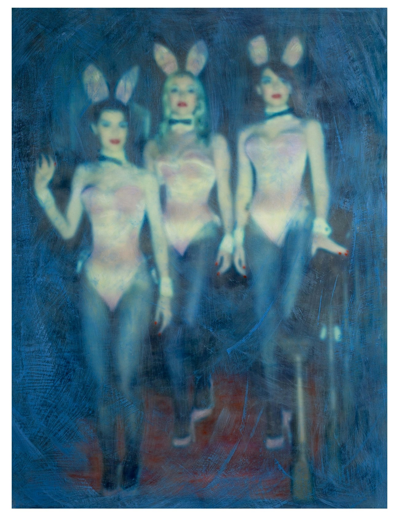 Cascade (2025), oil, ink, and encaustic on cotton and wood, 36 x 48"