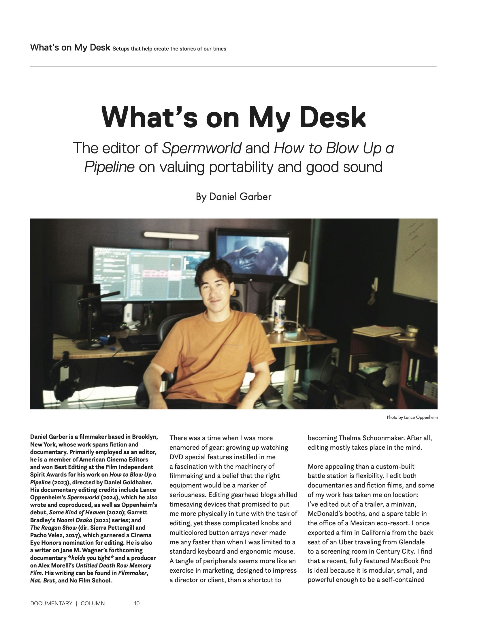 Excerpt from Daniel Garber‘s guest column on his edit set-up