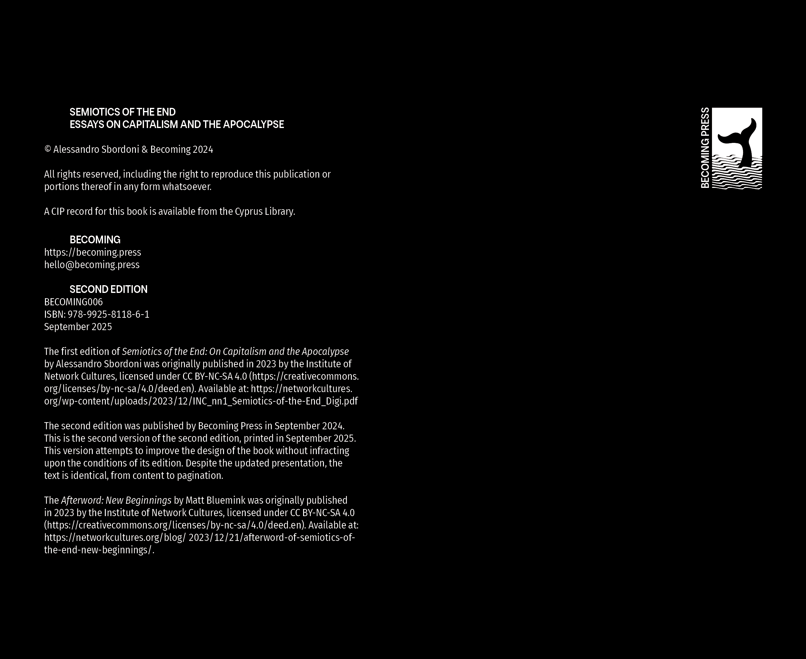 Spread export (8) from Semiotics of the End