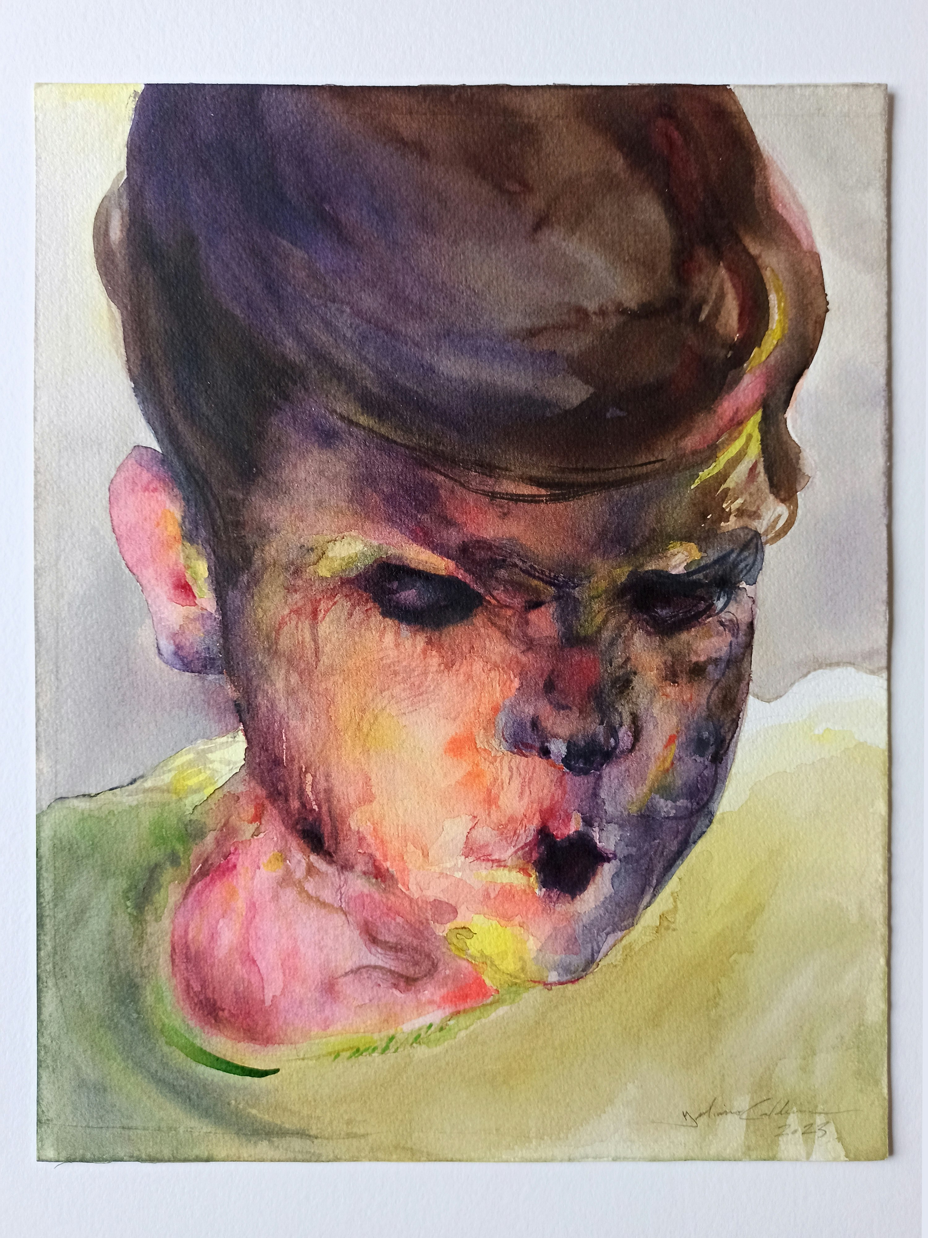 Figure with dark eyes, 2023, watercolor on Arches 300g/m² coton paper, 30x24cm