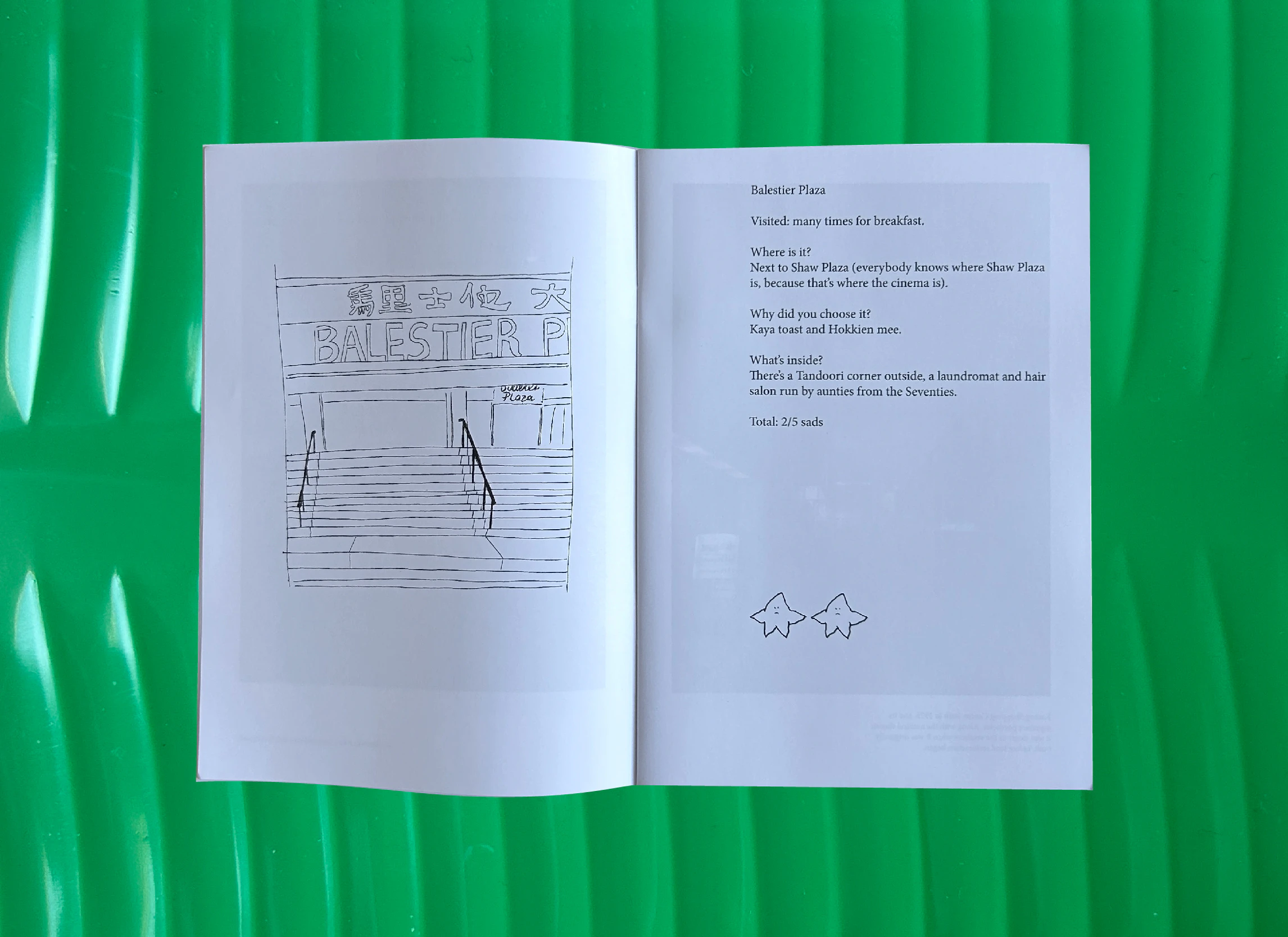 illustration spread on fake banana leaf