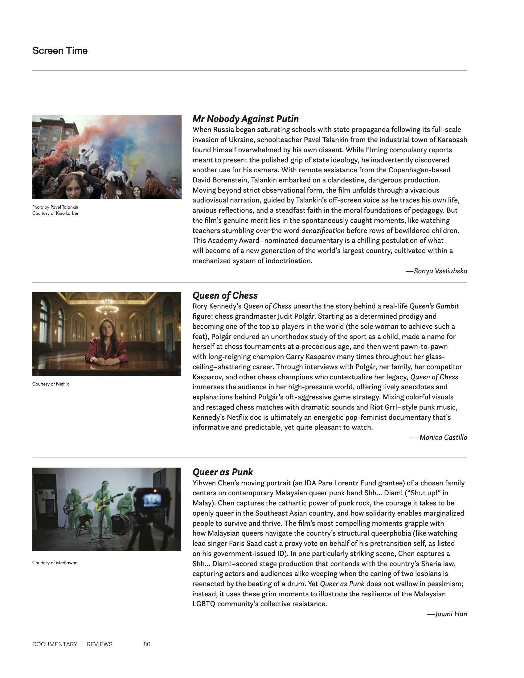 Three reviews from Screen Time