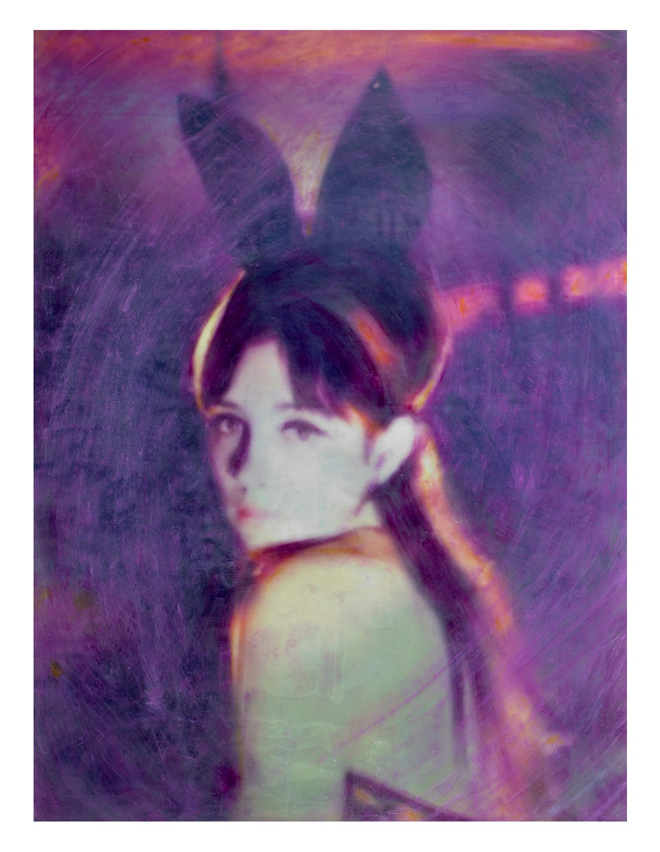 Doe (2025), oil, ink, and encaustic on cotton and wood, 30 x 40"  