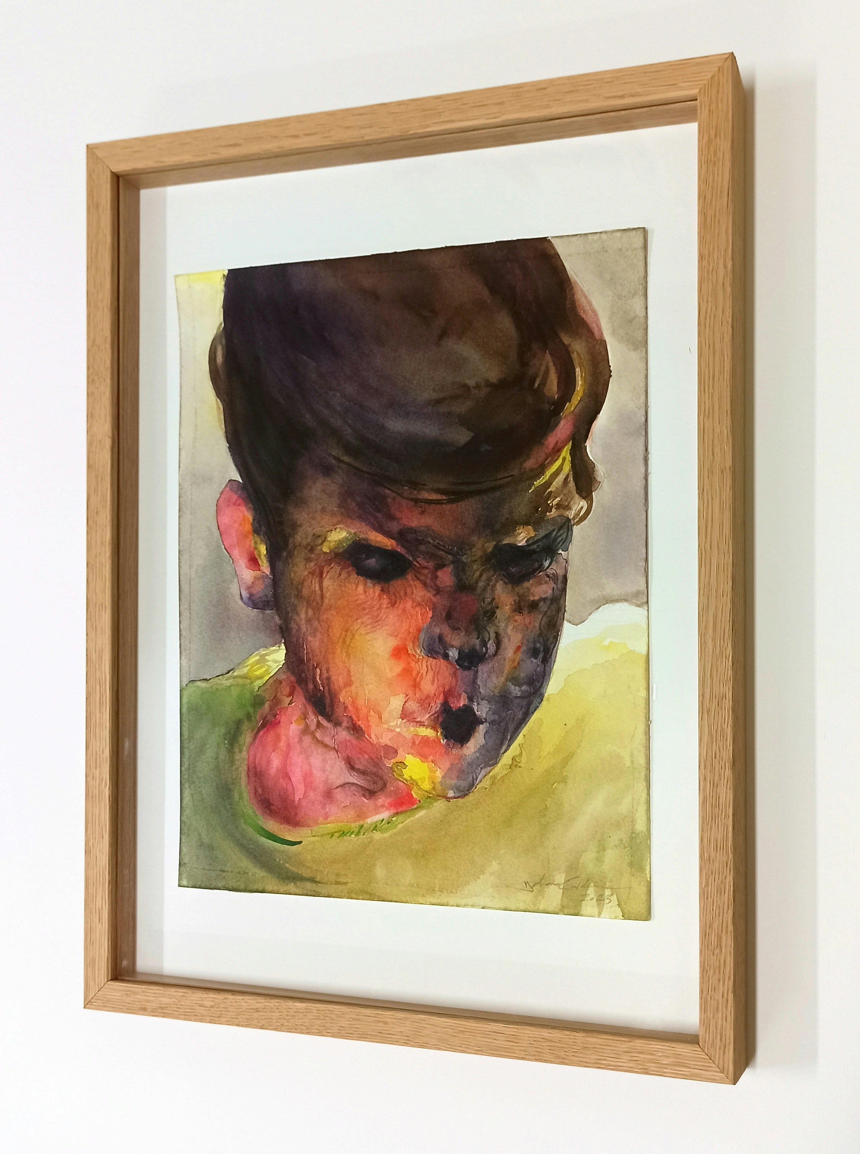 Oak framed under glass